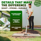 Oris Garden 30" Stainless Steel Lawn Leveling Rake – Adjustable 78" Handle, Ground Leveler