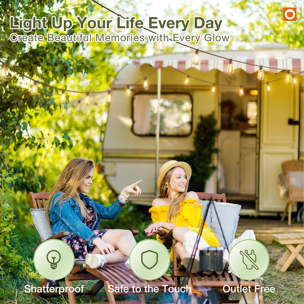 addlon 52(48+4) FT Solar String Lights Waterproof, Remote Dimmable 16+1 LED