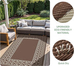 GENIMO Outdoor Rug Waterproof for Patio Decor, 3'x5' Foldable Reversible Plastic Straw Carpet for Porch, Outside Area Mat for Entryway, Rv, Deck, Picnic, Camper, Balcony, Beach, Coffee & Beige