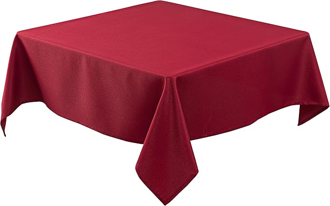 Biscaynebay Textured Fabric Christmas Square Tablecloths 54x54 Inches, Red Water Resistant Spill Proof Tablecloths for Dining, Kitchen, Wedding and Parties, Machine Washable
