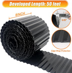 Corrugated Metal Garden Edging, 8"×50Ft Landscape Edging Border for DIY Lawn, Flower Bed and Garden Fence, Metal Garden Edging for Landscaping, Yard and Tree Surrounds Borders, Black