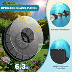 SZMP Solar Fountain for Bird Bath Spraying Water on Cloudy Day, Solar Water Fountain Pump Outdoor Garden 3.5W Black Glass Panel with 2000mAh Battery Replaceable Nozzles