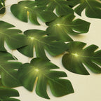 RECUTMS 20LED Monstera Leaf String Lights, Tropical Artificial Rattan Palm Leaves Wall Hanging Vine Greenery,Summer Decorations for Outdoor Indoor Hawaiian Luau Jungle Beach Theme Party Table Home