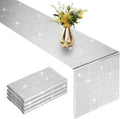 4 Packs Glitter Disco Party Table Runner 12 x 108 Inches Mirror Silver Foil Decor for 70s 80s Disco Party Decorations Birthday Home Table Decorations