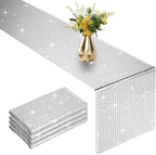 4 Packs Glitter Disco Party Table Runner 12 x 108 Inches Mirror Silver Foil Decor for 70s 80s Disco Party Decorations Birthday Home Table Decorations