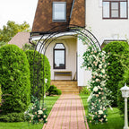 VINGLI Garden Arbor, Arch Archway for Wedding Ceremony Party, Steel Garden Trellis for Plant Climbing, Christmas Garden Decorations Pergola for Garden, Backyard, Lawn (Black, 52.2x22.8x83.9in)
