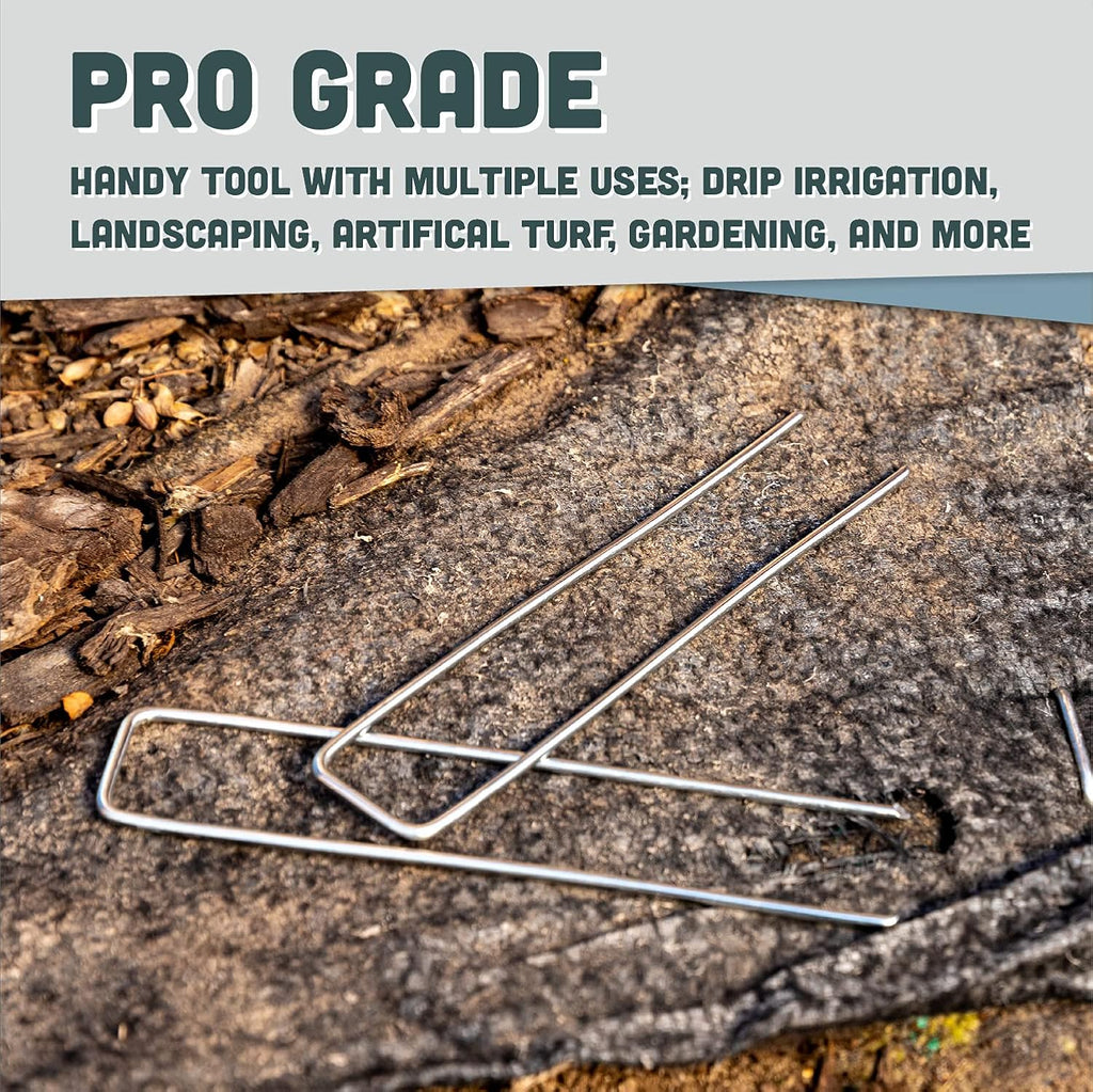 Squirrel Products Galvanized Steel Redrawn Garden Stakes, 6 Inch Lawn Staples, 11 Gauge Stakes, 2.9mm 15x2.5x15cm – 500 Pack