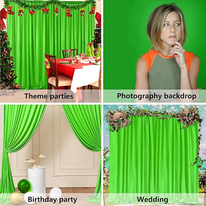10 x 7 Feet Emerald Green Backdrop Curtain for Partie, Background Curtains for Photoshoot, Birthday, Wedding, Halloween, Thanksgiving, Christmas, New Year Party Decorations 5Ft x 7Ft, 2 Panels