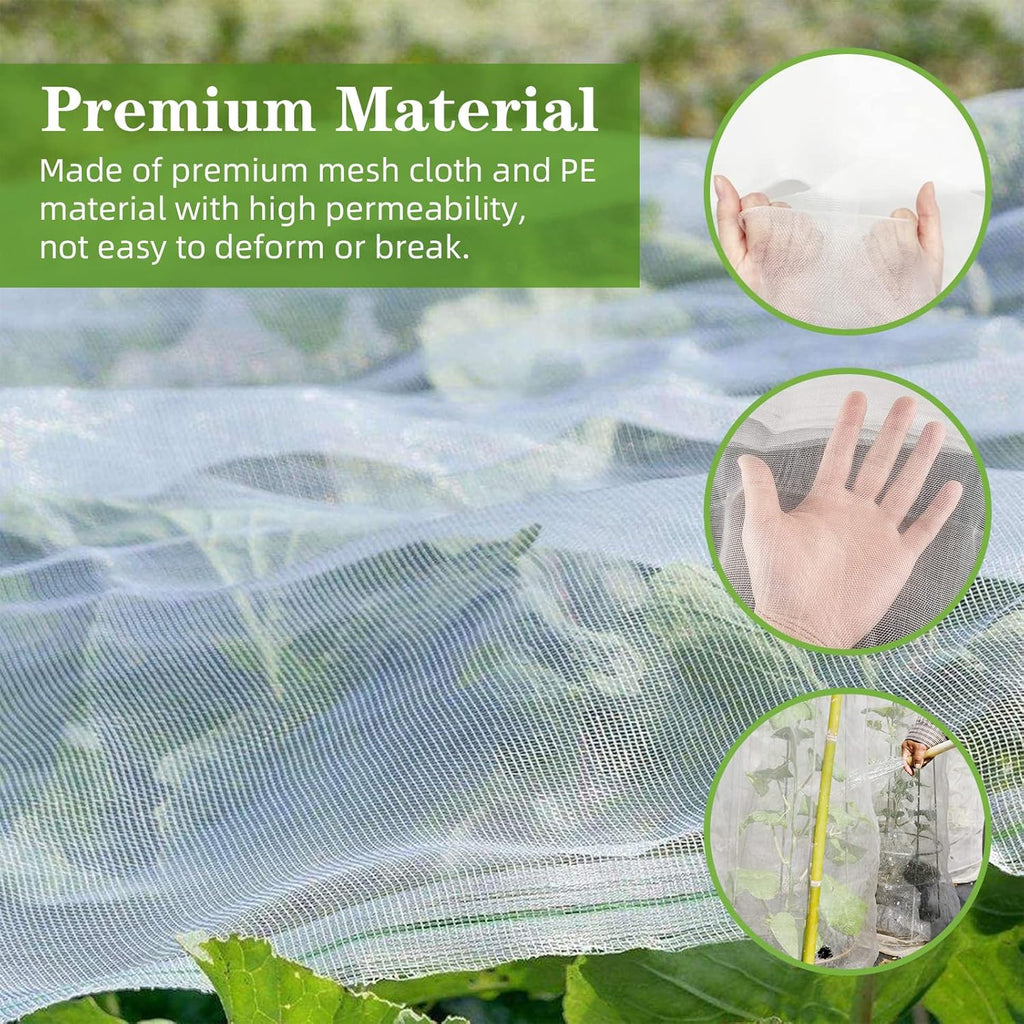 10 x 100FT Garden Mesh Netting, Ultra Fine Mesh Protection Netting Plant Covers Greenhouse Row Cover Raised Bed Screen Barrier Net for Vegetable Fruits Flowers Trees Crops, White