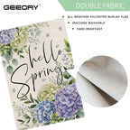 GEEORY Hello Spring Hydrangea Eucalyptus Garden Flag 12x18 Inch, Double Sided Spring Summer Decor, Farmhouse Rustic Outdoor Floral Flag Outside Yard Lawn Decoration