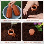 DoubleFill 2 Pcs 18oz Ollas Terracotta Watering Pots Self Watering Planter Insert Terracotta Globes Clay for Outdoor Indoor Garden Plants, Easy to Refill
