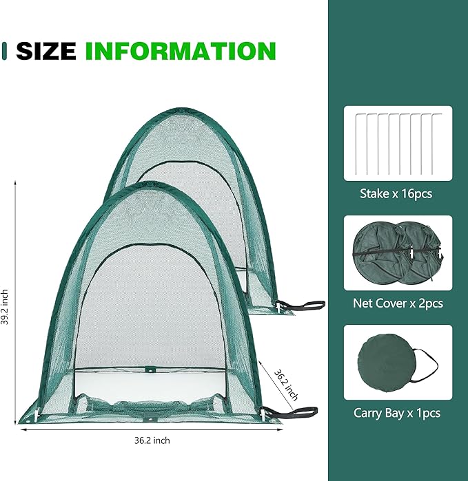 Premium Mini Garden Mesh Netting Pop Up Greenhouse Plant Covers and Animal-Proof Plant Protectors - Ideal for Summer Gardening