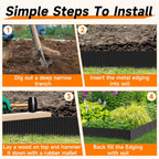 Corrugated Garden Edging,6"×40Ft Galvanized Steel Landscape Edging & Lawn Edging Border,Metal Garden Border for Flower Beds,Garden,Lawn,Raised Beds & Tree Surrounds(Black)