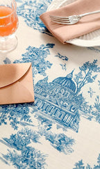 patdrea Designer Vintage Cyan Tablecloth for Rectangle Table,Linen Ancient Castle and Manor Pattern Tablecloths,Table Cover Decor for Kitchen Dining Christmas,Thanksgiving,63"x87"-Lucerne a