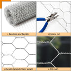 Sliver Chicken Wire 12 inch(H) x 100 ft(L), Anti-Rust Hexagonal Galvanized Metal Garden Netting for Floral Arrangements, Powder Coated Chicken Wire Coop for Crafts Plant Protector Pet Rabbits Fencing