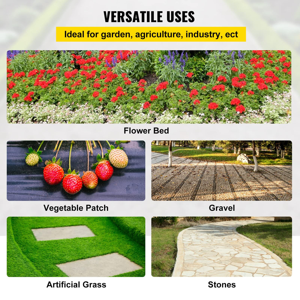 Happybuy 6x300ft Premium Weed Barrier Landscape Fabric Heavy Duty 2.4OZ, Woven Weed Control Fabric, High Permeability Good for Flower Bed, Geotextile Fabric Underlayment, Driveway Fabric Ground Cover