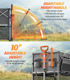 Collapsible Wagon Double Decker Wagons Carts Foldable for All Terrain, Grey