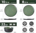 AmorArc Stoneware Dinnerware Sets,Round Reactive Glaze Plates and Bowls Set,Highly Chip and Crack Resistant | Dishwasher & Microwave Safe Dishes Set,Service for 4 (12pc)