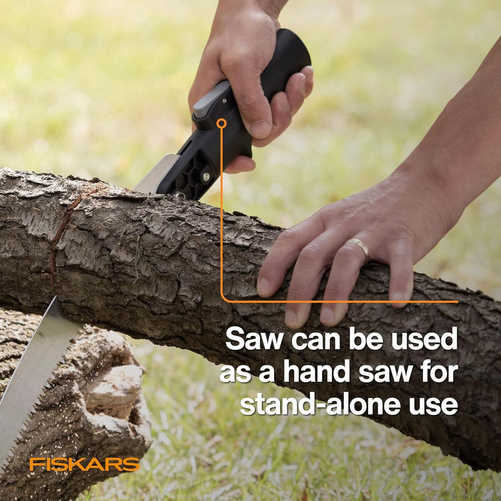 Fiskars XtendControl Extendable Tree Pruner (14 ft), Adjustable Branch Trimmer w/Fixed Pruning Head, 15" X2 Hook Bill Saw, 3-6 ft & 4-8ft Extension Poles, and Automatic Cord Reel for Precise Cuts