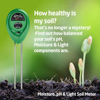 Soil Moisture Meter, Accurate Soil Moisture/PH/Light Meter Plant Soil Test Kit Indoor Outdoor Use, No Battery Needed Easy to Read Hygrometer Moisture Sensor Water Meter for Plants Lawn Farm Garden