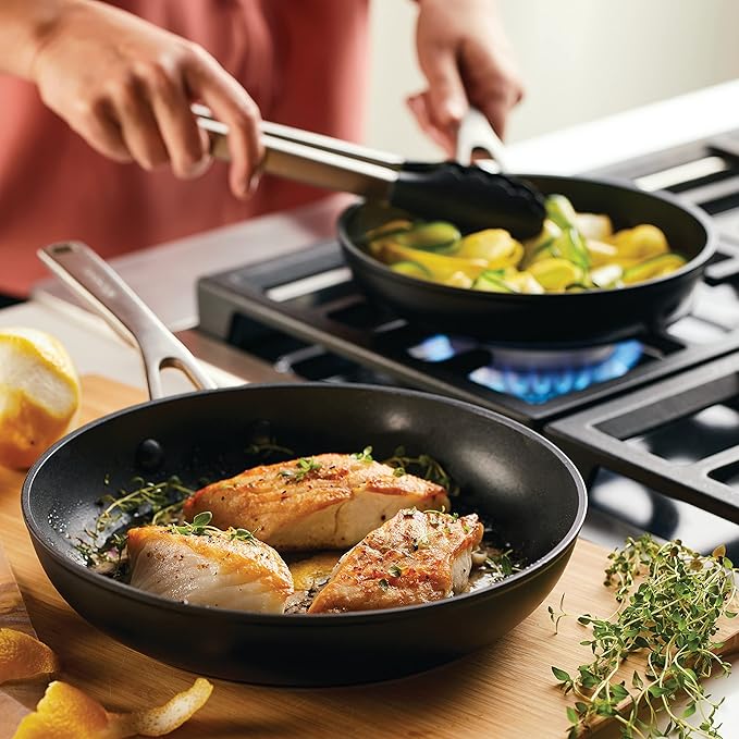 KitchenAid Hard Anodized Induction Nonstick Frying Pan Set/Skillets, 8.25 Inch and 10 Inch, Matte Black