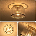 MAYNA Modern Nickel Semi Flush Mount Ceiling Light Fixture, 1-Light Glass Ceiling Light, Hallway Light Fixtures Ceiling Mount for Kitchen Entryway Bedroom Laundry Room