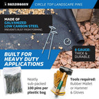 Sandbaggy 6-inch Circle Top Pins - Landscape Staples (Galvanized) - Garden Stakes for Landscaping, SOD - Heavy Duty Ground Stakes, Lawn Turf Spikes, Christmas Decorations, Weed Mats (1000 Pins)