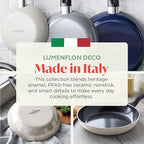 Deco 11” Nonstick Frying Pan Skillet, Made in Italy, Diamond Ceramic PFAS-Free, Dishwasher & Metal Utensil Safe, Durable Gloss Enamel Finish, Stay-Cool Handle, High Walls-Extra Room, Taupe