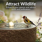Sunnydaze Outdoor Water Fountain with LED Light - Polystone Oval Bowl Bubbler Water Feature with Pump - 13" H - for Patio, Garden, Deck, Relaxation and Stress Relief - Brown