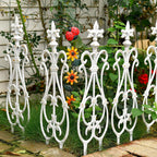 Sungmor Decorative Cast Iron Flower Bed Fence, 28" Tall Vintage Garden Edging Border, 4 Pack Heavy Duty Landscape Picket Fence Panels, Outdoor Plant Support Garden Stake, Victorian Yard Lawn Decor