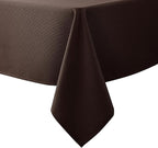 Biscaynebay Textured Fabric Tablecloths 70x108 Inches Rectangular, Brown Water Resistant Tablecloths for Dining, Kitchen, Wedding and Parties etc. Machine Washable