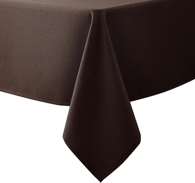 Biscaynebay Textured Fabric Tablecloths 60x108 Inches Rectangular, Brown Water Resistant Tablecloths for Dining, Kitchen, Wedding and Parties etc. Machine Washable