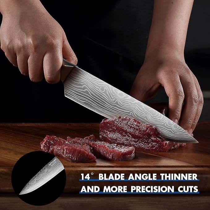 YOTSUBA Kitchen Knives Set, 3 Piece Chef Knife Set, Sharp High Carbon Stainless Steel Forged Blade Professional Kitchen Knife Set with Ergonomic Handle, Chef Knives Set for kitchen with Gift Box