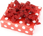 6" Metallic Glitter Red Self Adhesive Curly Ribbon Gift Wrap Bows for Christmas, Holiday, Birthday, Wedding, Presents, Party Favors Decorations 6-Count