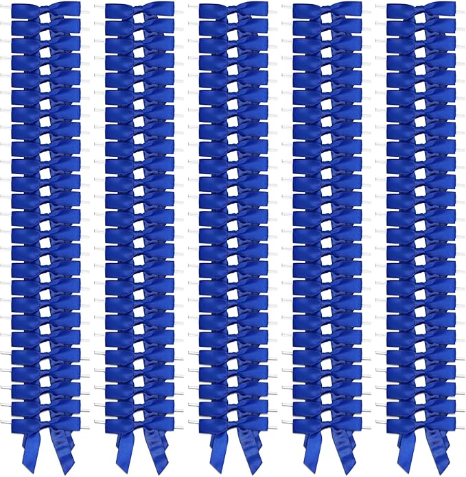 Bright Creations Gift Bows with Twist Ties 100Ct - 3-Inch Satin Bows & 5.7-Inch Polyester Ties, Dark Blue - Gift Wrap Ribbon for Party Favor & Treat Bags