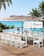SERWALL Outdoor Dining Chairs Set of 2, All-Weather HDPE Patio Armless Chairs, White