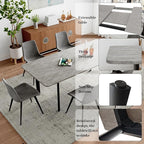 63"- 78.7" Extendable Dining Table Set for 6, Modern Kitchen Table with 6 Dining Chairs for 4-6 Person, Thickened Expandable Wooden Table with Metal Legs for Dining Room, Kitchen