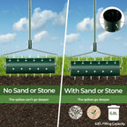 S AFSTAR 21" Manual Lawn Aerator, Heavy Duty Rolling Aerator Lawn Tool Filled Sand Stone with 51" Detachable Handle & Tine Spikes for Soil Loosening, Push Grass Aeration for Garden Yard