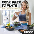 THE ROCK Single Serve Nonstick Pots and Pans Set, 6pc Portion Control Cookware Set with Rock.Tec, Scratch/Stain/Crack Proof, Oven & Dishwasher Safe, Perfect for Dorm, Camping & Small Kitchens, Black