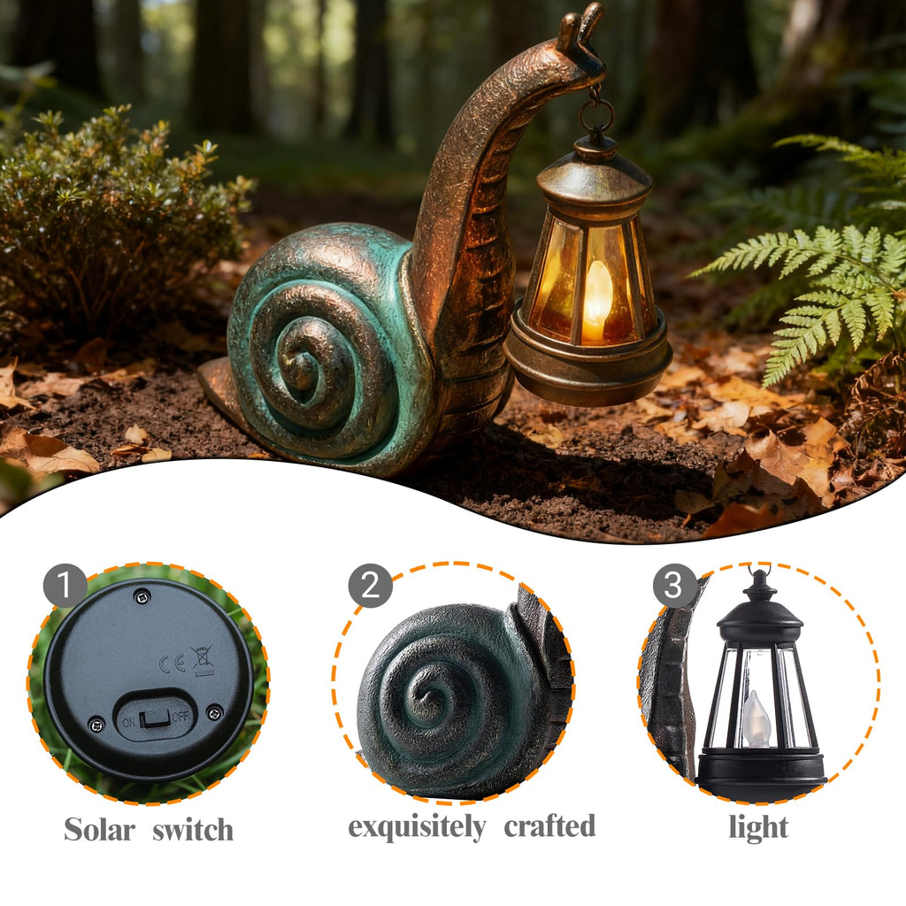QZJDDZSW Solar Garden Snail Statue,Lawn Decor Statue for Patio, Balcony, Yard Ornament - Mothers Day Gifts for Mom Grandma Women
