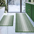 Bathroom Rugs and Mats Sets, 2 Piece Thick Absorbent Chenille Bath Mat Rug Set Non Slip, Soft Shaggy Bath Room Floor Mats for Bathroom, Machine Washable (Hunter Green, 20" x 47" Plus 20" x 32")