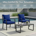 24x24 Inch Outdoor Chair Cushions Set of 2, Patio Furniture Cushions - Removable Cover, Water-Repellent, Fade-Resistant, Non-Slip Bottom & Straps, Replacement for Deep Seat Sofa & Couch - Navy
