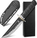 Sitivien ST29 Fixed Blade Knife, AUS-10 Steel Blade G10 Handle Full Tang Bowie Knife for Outdoor Camping Hunting Fishing Working(Black)