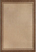 CAMILSON Outdoor Rug 9x12 Bordered Natural Brown Modern Area Rugs for Indoor and Outdoor Patios, Kitchen and Hallway Mats, Washable Porch Deck Outside Carpet (Border Jute, 9 x 12)