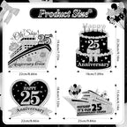 4 PCS Large 25th Anniversary Cruise Door Magnets Decorations Happy 25th Anniversary Cruise Ship Door Decor Magnetic Wedding Magnets Garage Refrigerator Car Magnets for Cabin Stateroom (Black Silver)