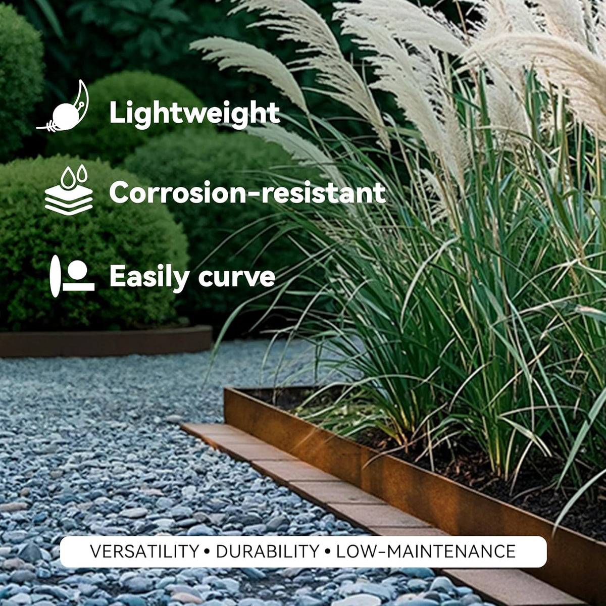 Worth Galvanized Steel Landscape Edging 4.5" x25' Metal Garden Edging Roll Flexible Bender Border with 8Pcs Stakes for Lawn, Flower Bed Edges, Rust-Colored Painted
