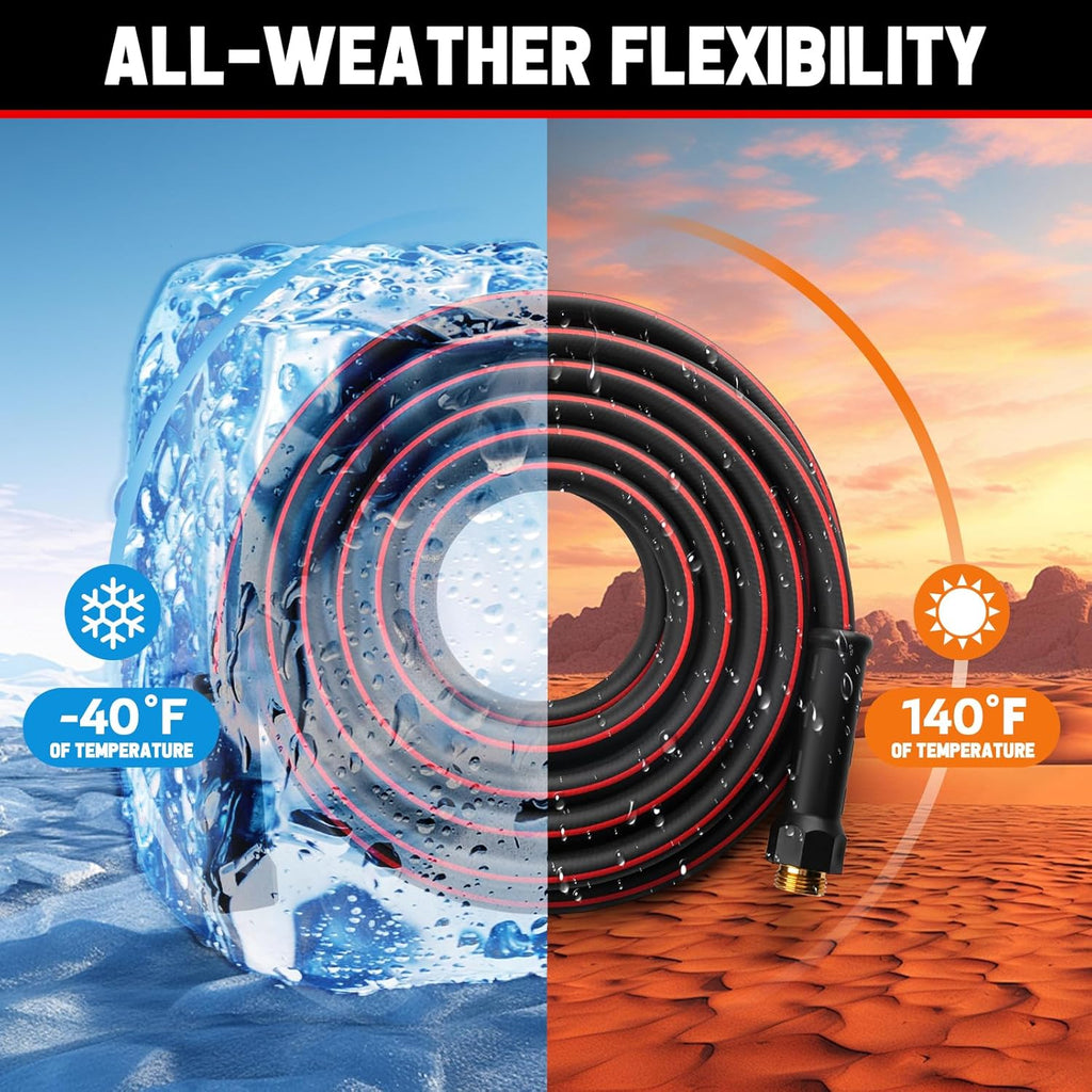 Garden Hose 75ft x 5/8", NON-EXPANDABLE Heavy Duty Premium Flexible Water Hose, No Kink, Leakproof, Lightweight Hybrid Hose with Male to Female Fittings for Household&Backyard