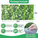 GonLei 10x25FT Garden Mesh Netting Kit Raised Beds (6 Pcs Garden Hoops & 18 Clips) Garden Hoops Plant Row Covers Netting Protection Berry Bush Trees Grass Seed Barrier Net