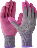 Gardening Gloves for Women 3 Pairs, Garden Gloves for Pruning Flower Rose, Weeding, Digging, Raking, Flower gloves with Rubber coating (Small, Pink)