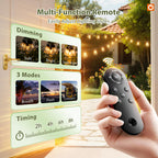 addlon 52(48+4) FT Solar String Lights Waterproof, Remote Dimmable 16+1 LED
